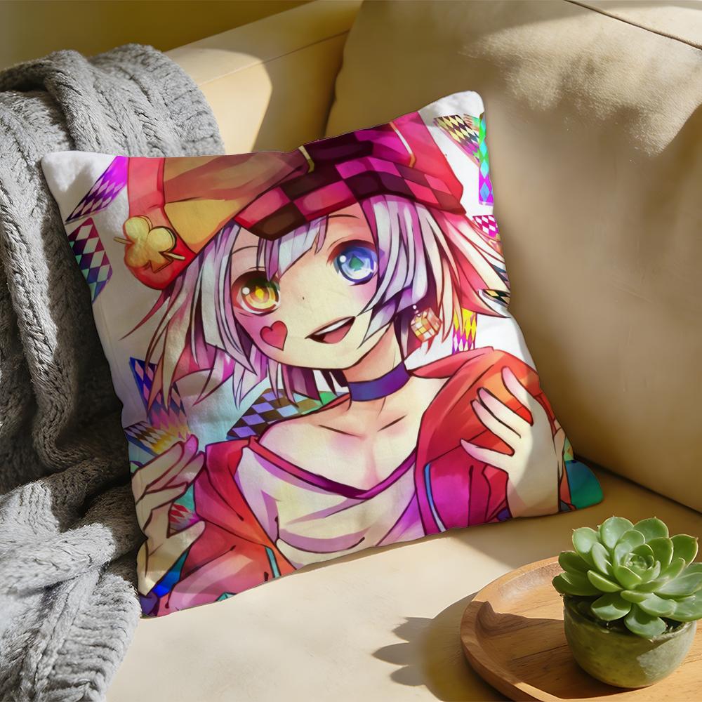 No Game No Life Anime Cushion Cover Washed Linen Soft Breathable Decorative Case For Sofa Home Pillow Cover
