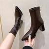 Chelsea Ankle Boots Basic High Heels Boots 2025 Women Fashion Pointed Toe Shoes Women Band Non-slip Comfortable Boots