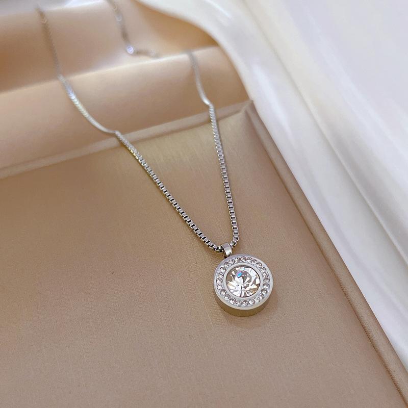 Titanium Steel Ring Full Diamond Minimalist Furnace Real Gold Necklace Female Collarbone Chain Accessories