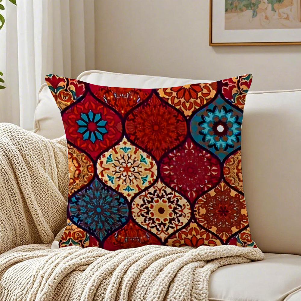MMoroccan Pattern Cushion Cover Linen Pillowcase Soft for Sofa Bed Home Room Decor