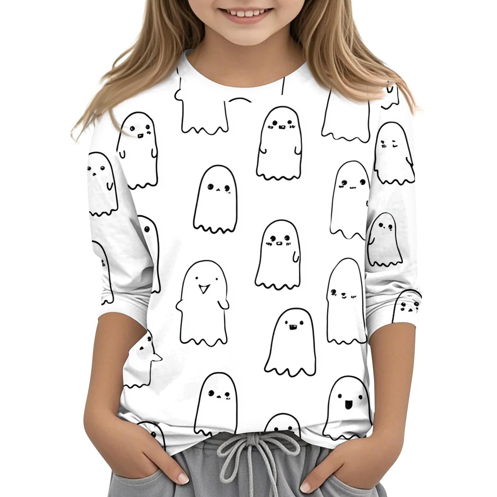 

Детская футболка с круглым вырезом и принтом, рукава 3/4, повседневная футболка 120