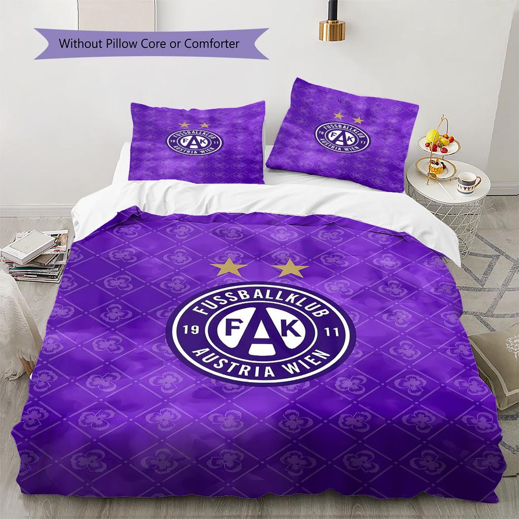 Austria Vienna Football Club Pattern Bedding,Quilt Set Quilt Cover Pillowcase Home Birthday Gift(1 * Duvet Cover + 2 * Pillowcase, Without Core)