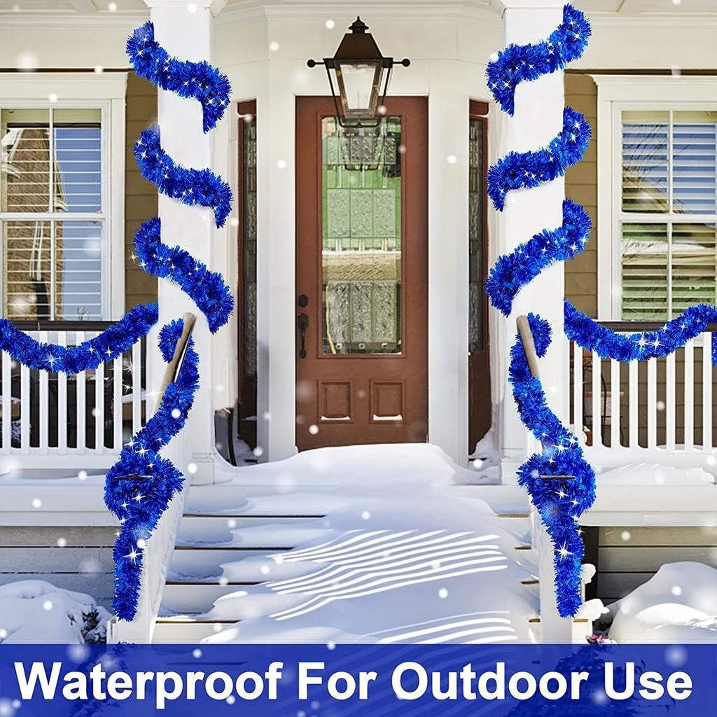 Plastic Tinsel Garlands - Waterproof Christmas Decorations for Indoor & Outdoor Use, No Electricity Needed, Featherless, Durable Holiday Home Decor