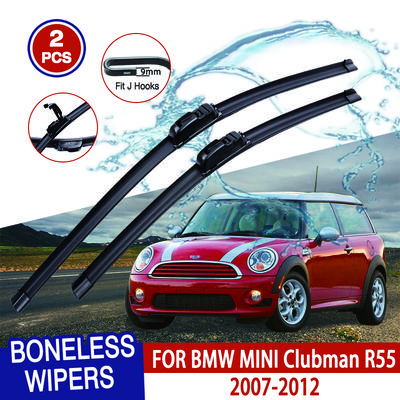 For BMW MINI Clubman R55  2007-2012 Car Windshield Wiper U-type Soft Rubber Frameless Bracketless Car Wipers 19"+18"