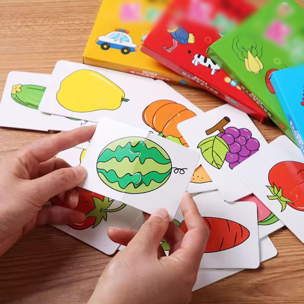 16Pcs Toddler Card Matching Game Cognitive Abilities Truck Fruit Animal Puzzle Kit for 1-3 Year Old Boys Girls Skills Learning