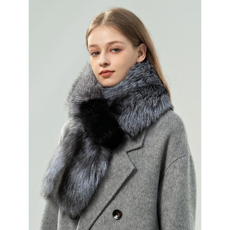 Vollpelz Beidseitig Quadratisch Fuchsfell Mode Schal Damen Koreanische Version Verdickt Warm Flauschig Nackenschutz Vielseitig