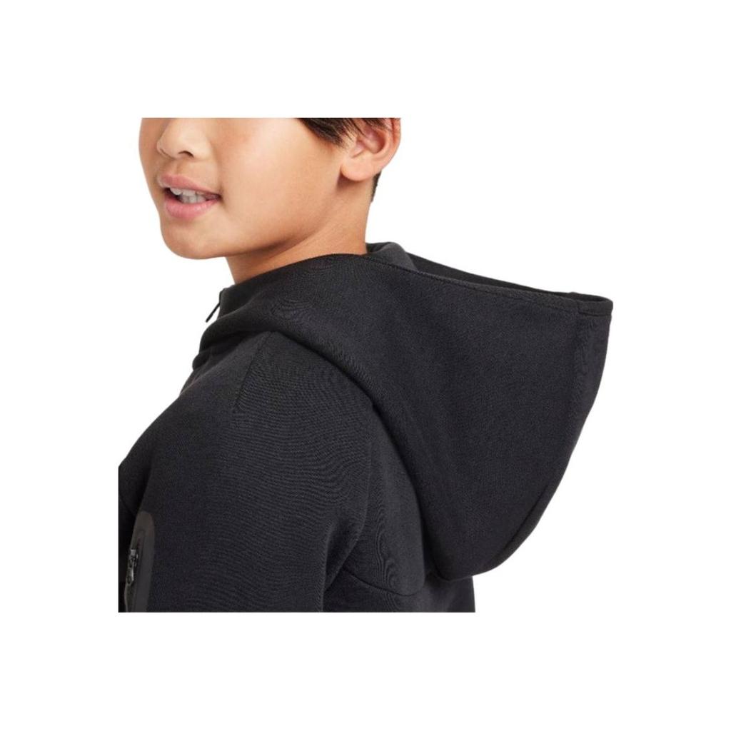 Nike Logo Print Hooded Zip-Up Raglan Sleeve Jacket Kids Jackets Black HV5867-010