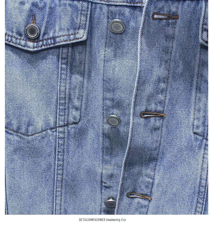 Trendy Men's American Retro Denim Jacket: Versatile Spring/Autumn Style with Handsome Collar