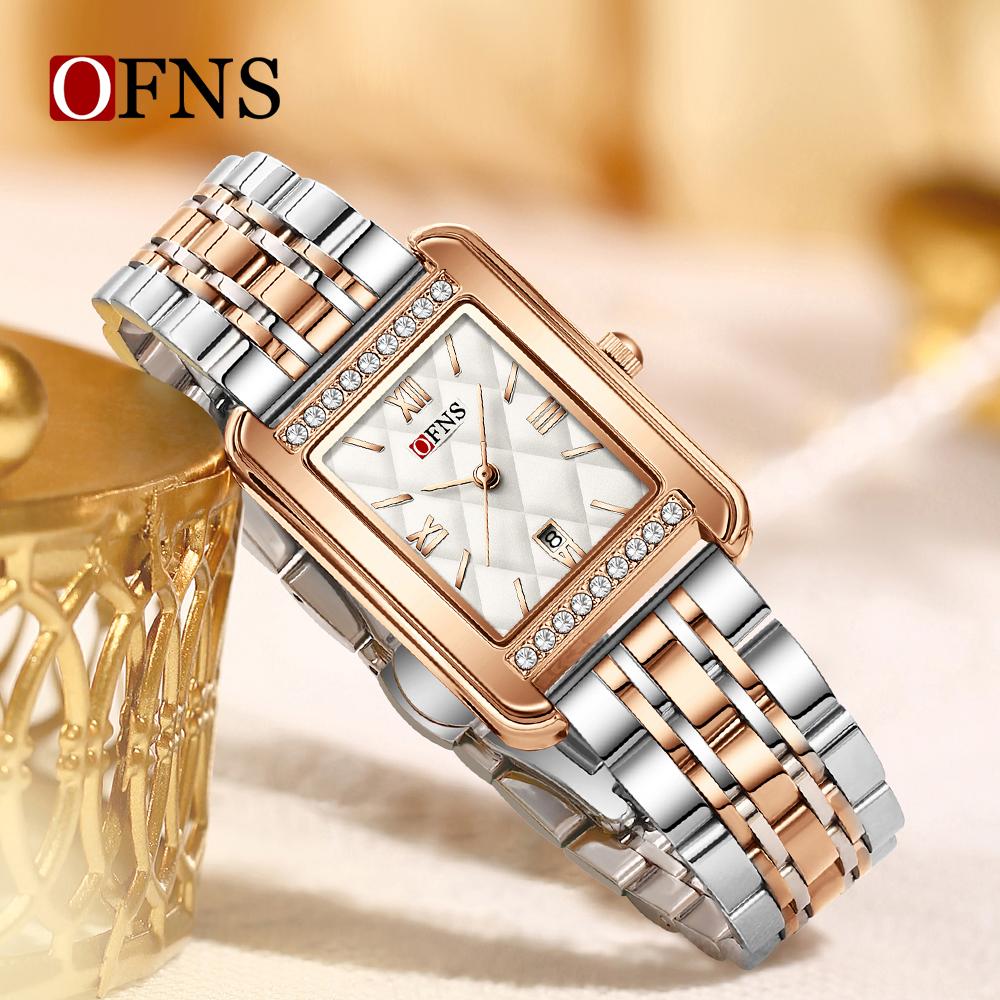 Women's Quartz Watch with Diamond Pattern Dial Stainless Steel Strap Waterproof Calendar Women Watch