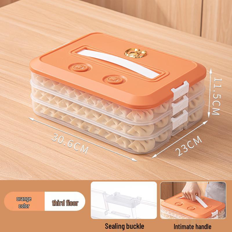 Large Capacity Multi-layer Handheld Transparent Plastic Food Storage Box for Dumplings