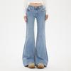 Low-rise and slightly pulled jeans for women's autumn and winter, new Spice Girls elastic and thin, versatile, non-stick legs, flared pants