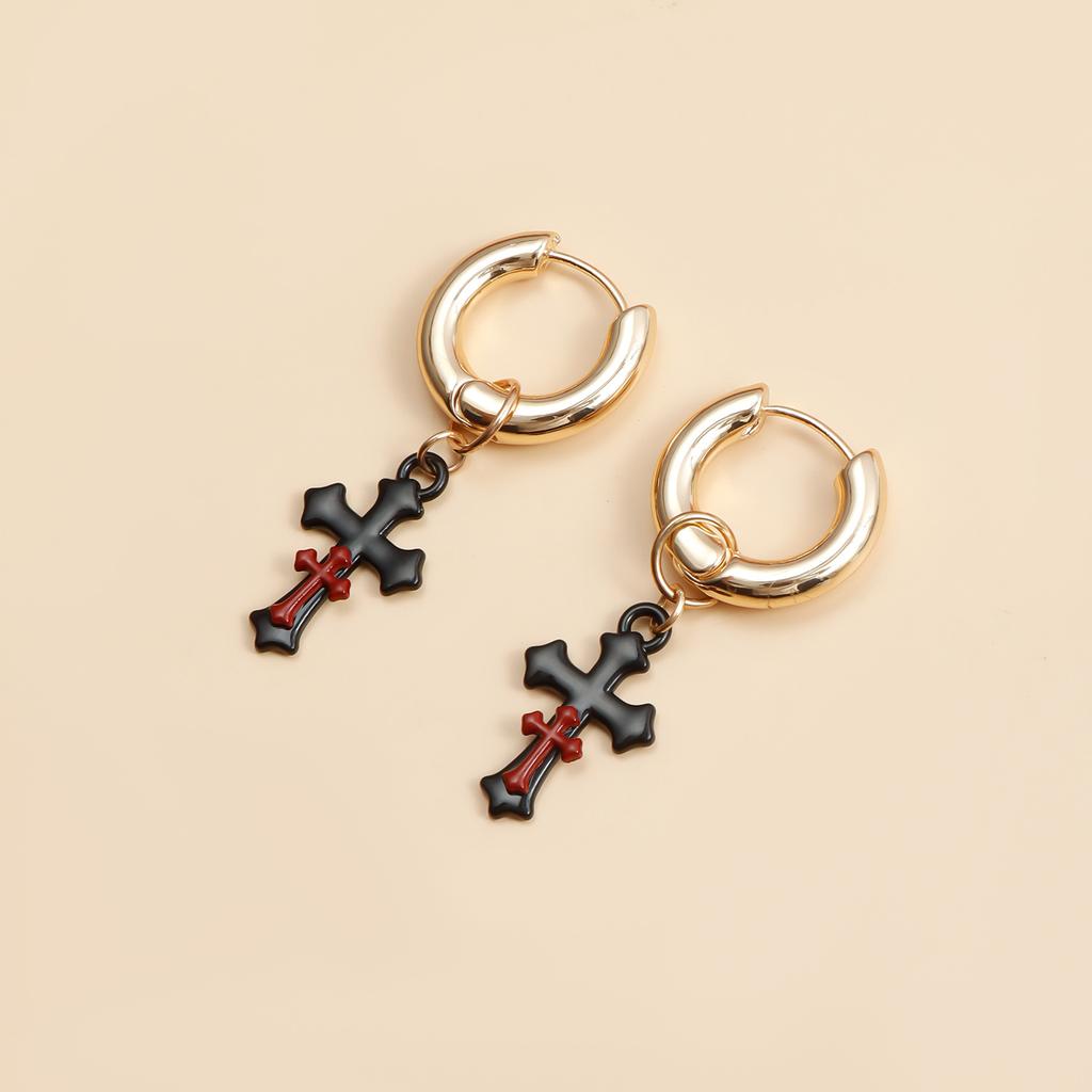 Ins dark goth cross earrings stud earrings vintage design Y1K Spice Girl style earrings