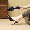 Spring and Autumn thin heels pointed temperament versatile slippers high heels leather surface simple daily lazy shoes women's shoes