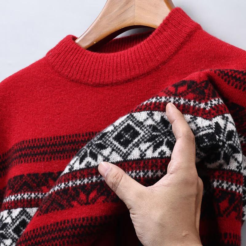 Hengyuanxiang Men's 100% Wool Round Neck Sweater