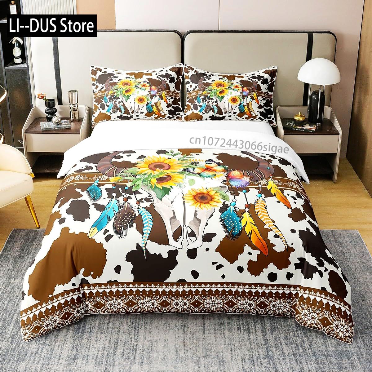 Southwestern Style Duvet Cover Comforter Cover,Ethnic Tribal Geometry Aztec Bedding Set With 2 Pillowcases Full Size Room Decor