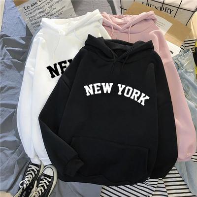 Female Thicken Warm Hoodies Lady Autumn Tops NEW Colors Sweatshirts Winter Women's NEW YORK Printing Hooded
