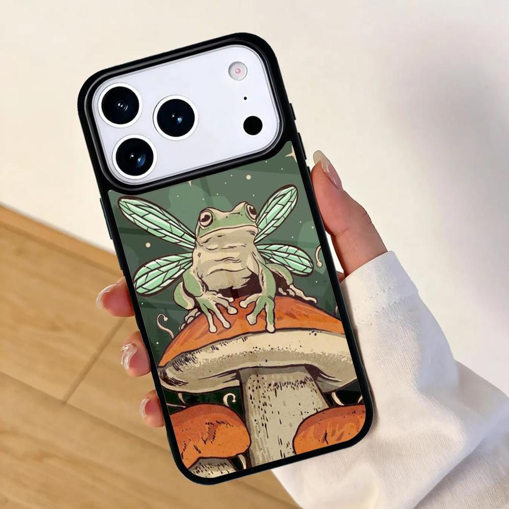 Mint Green The Frog Mushroom Mobile Phone Case for IPhone 17 AIR 16pro Max 15 14 13 12 11 Bumper Cover iPhone 13 mini