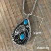 Wind Retro Water Drop-Shaped Women'S Necklace, Creative Relief Feather Inlaid Turquoise Pendant