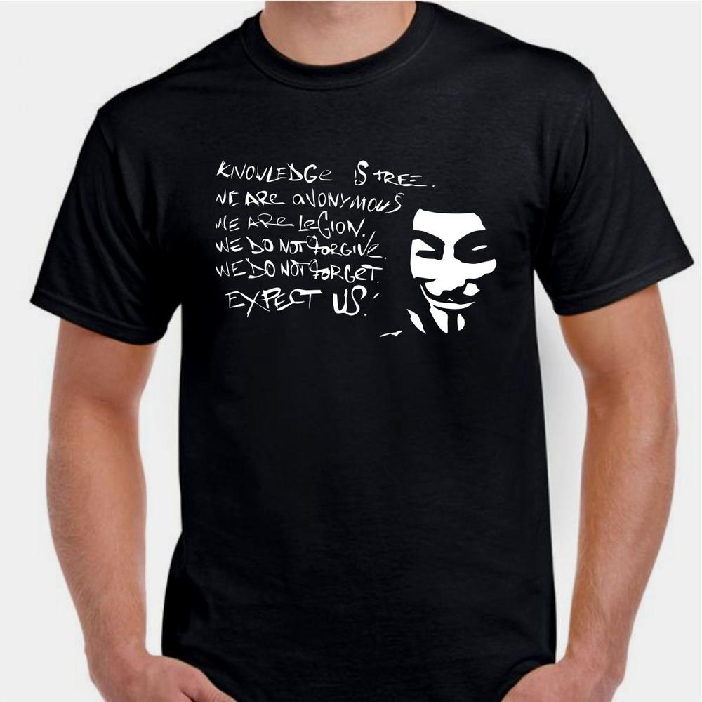 Anonymous Knowledge Is Free Anon Activist Guy Fawkes Mask T Shirt