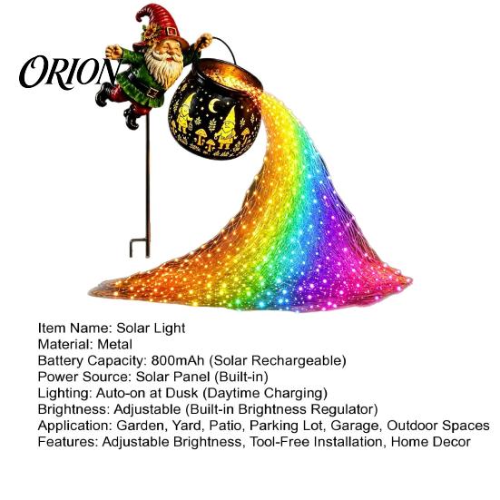 Wireless Patio Wall Mount Flying Cauldron Solar Garden Light, Gnome LED Yard Stake Lamp with Auto Eco Friendly Outdoor Decor On/Off Sensor, Waterproof