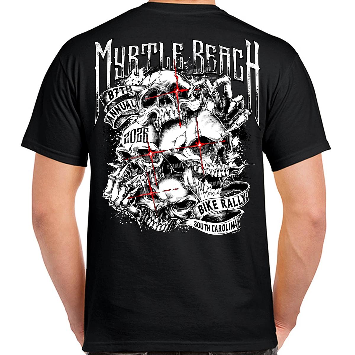 T-Shirt 2026 Myrtle Beach Bike Rally Stacked Skulls No Harley L