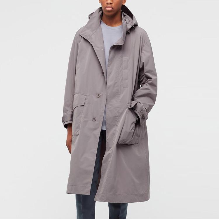 Uniqlo X Jil Sander Collaboration Loose Fit Long Hooded Coat Men coats Smoke-Gray 440367-04