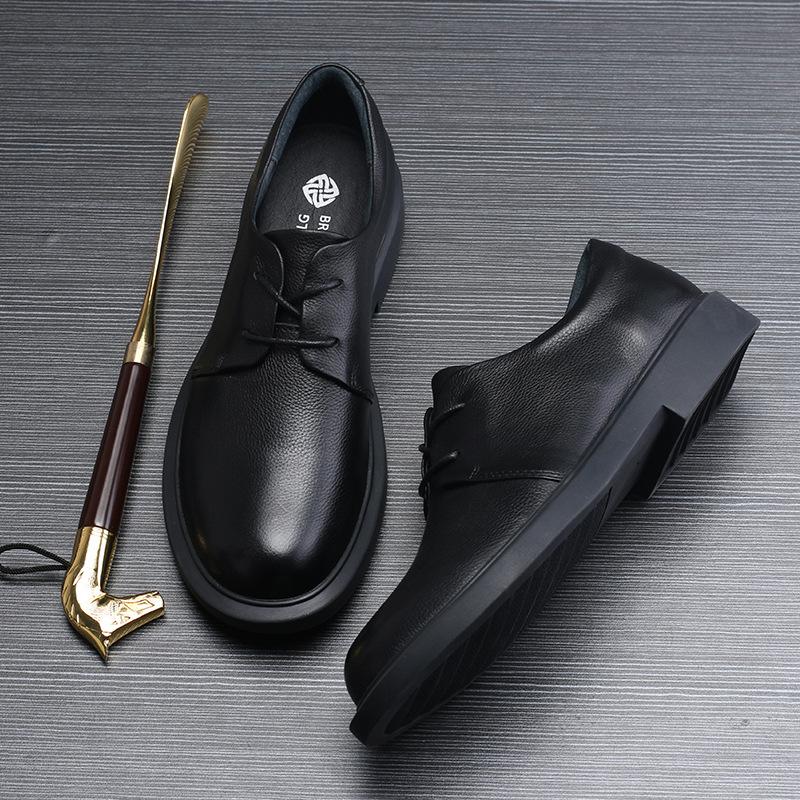 2019 Tide One-Pedal Men'S Casual Shoes Platform Shoes Men'S British Black Soft Small Leather Shoes