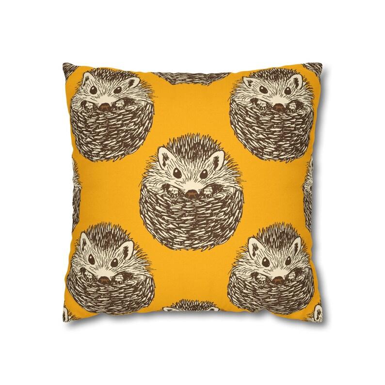 Cute Hedgehog Pattern DoubleSided Throw Pillowcase Decorative Square Cushion Cover for Sofa and Living Room