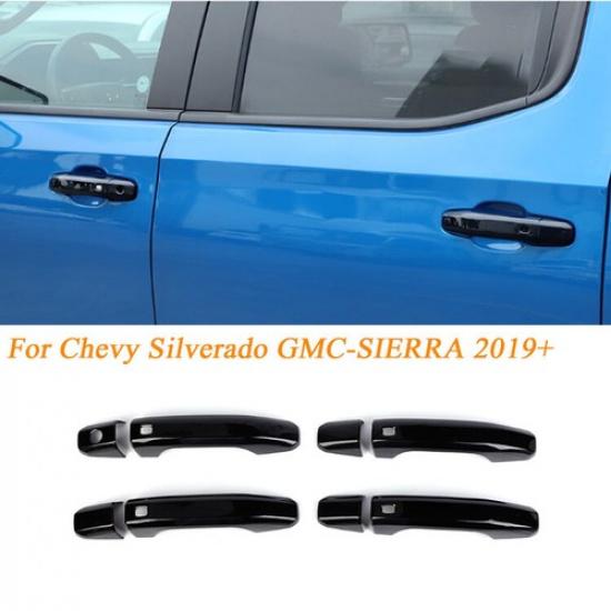 19+ For Chevy Silverado GMC-SIERRA Black Door Handle Shell Cover Trim Smart Key
