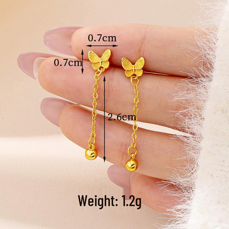 Cercei imitație aur nisipiu de înaltă calitate: Design cu ciucuri de lungă durată pentru femei, Accesorii din cupru transfrontaliere