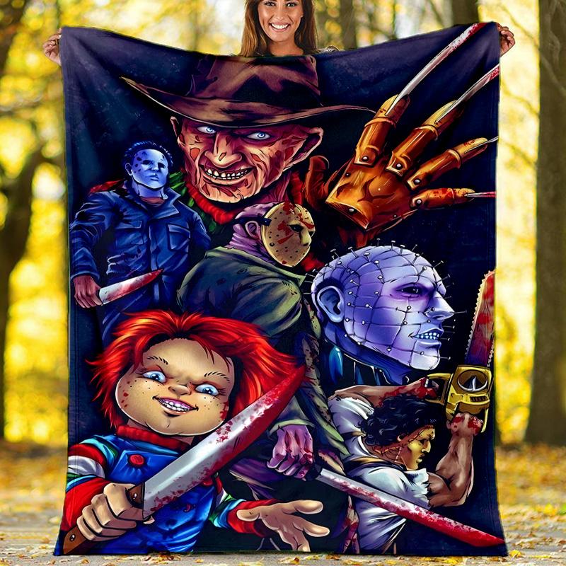 1pc Chucky1 Theme Blanket - Digital Print, Polyester, Cozy for All Seasons, Perfect for Outdoor, Camping, and Travel