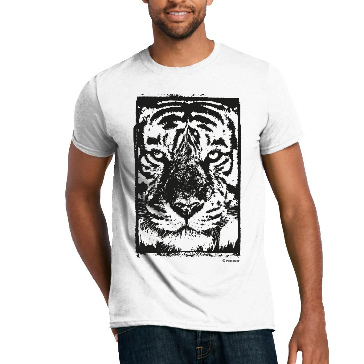 Tiger T-shirt Panthera Tigris Monochrome Print Predator Endangered Species S