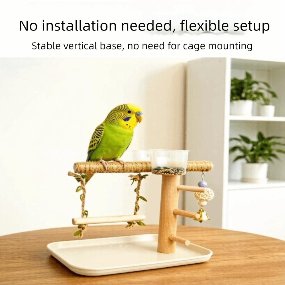 Durable Parrot Tray Rack Wooden Bird Platform Food Box Bird Feeding Station Rack Training Tool
