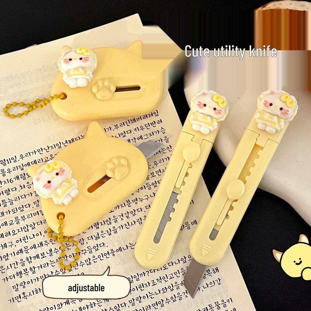 Cute Cat Craft Knife for Packages, Scrapbooking, & Paper Cutting - Portable Ice Cream Style