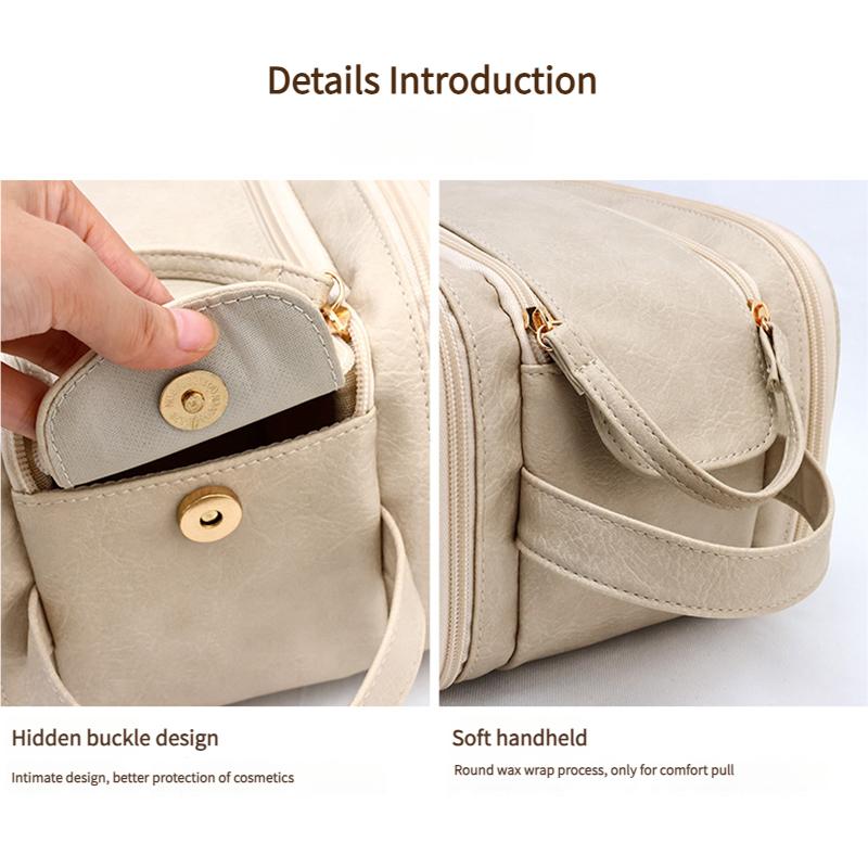 Double Zipper Waterproof Makeup Bag Large Capacity Toiletry Organizer Travel Cosmetic Pouch Portable for Women Men