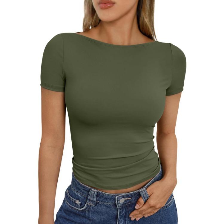 Casual Slim Fit Short Sleeve Shirt Women's Fashion Outerwear Top