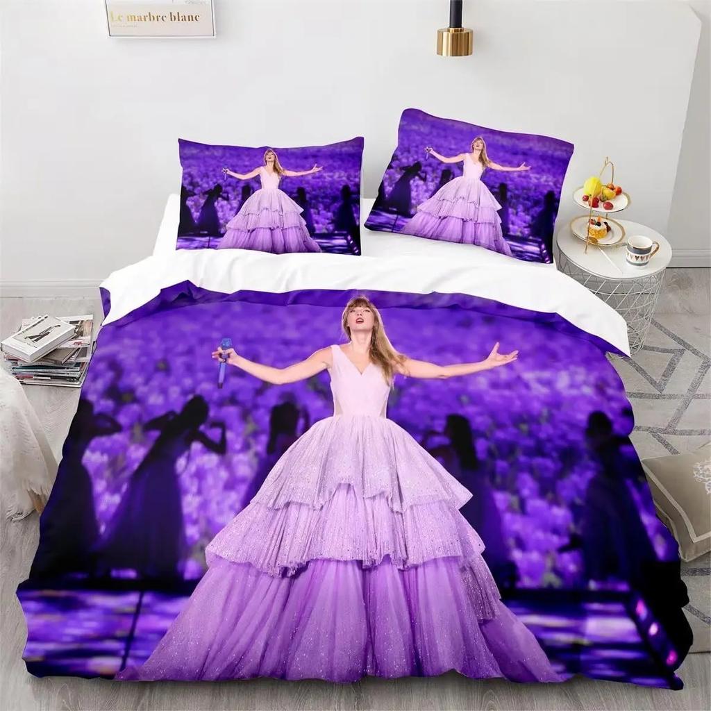 Female Singer 3D Printed Comfortable Quilt Cover Single T-Swift Bedrom Bed Beding Set Featuring Ziper Plus Pilowcase for Children Kids Adult Peoples