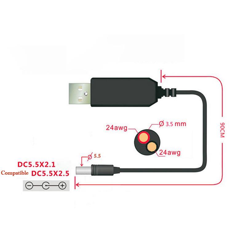 USB Power Boost Cable 5V To 9V/12V 1A Step Up Module Booster Power Converter Adapter 2.1x5.5mm Plug For Router Fans Speakers
