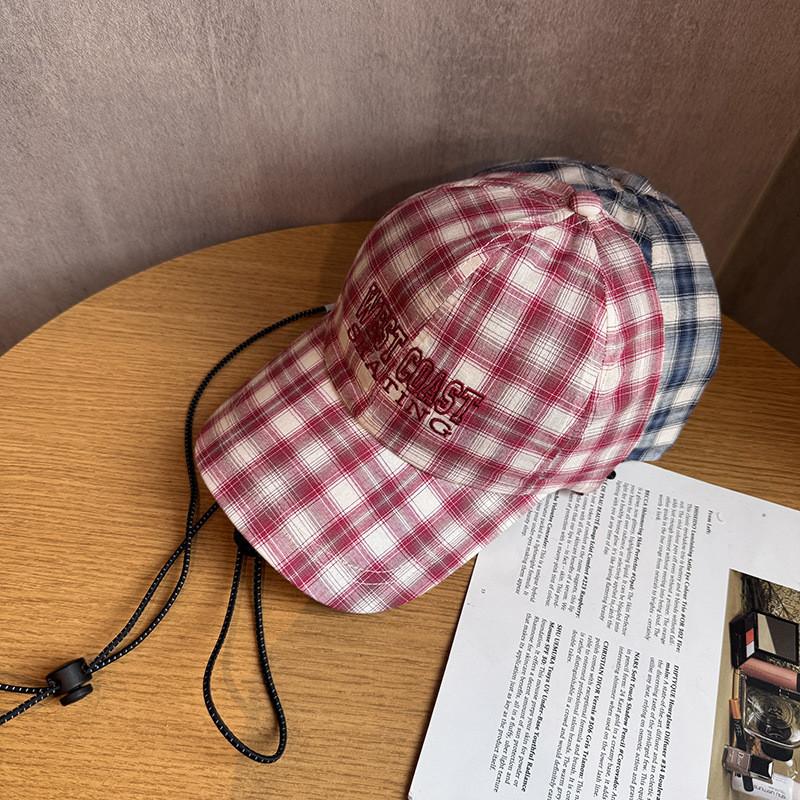 Vintage Japanische Karrierte Baseballkappe Mit Stickerei Für Familienausflüge Sonnenschutz