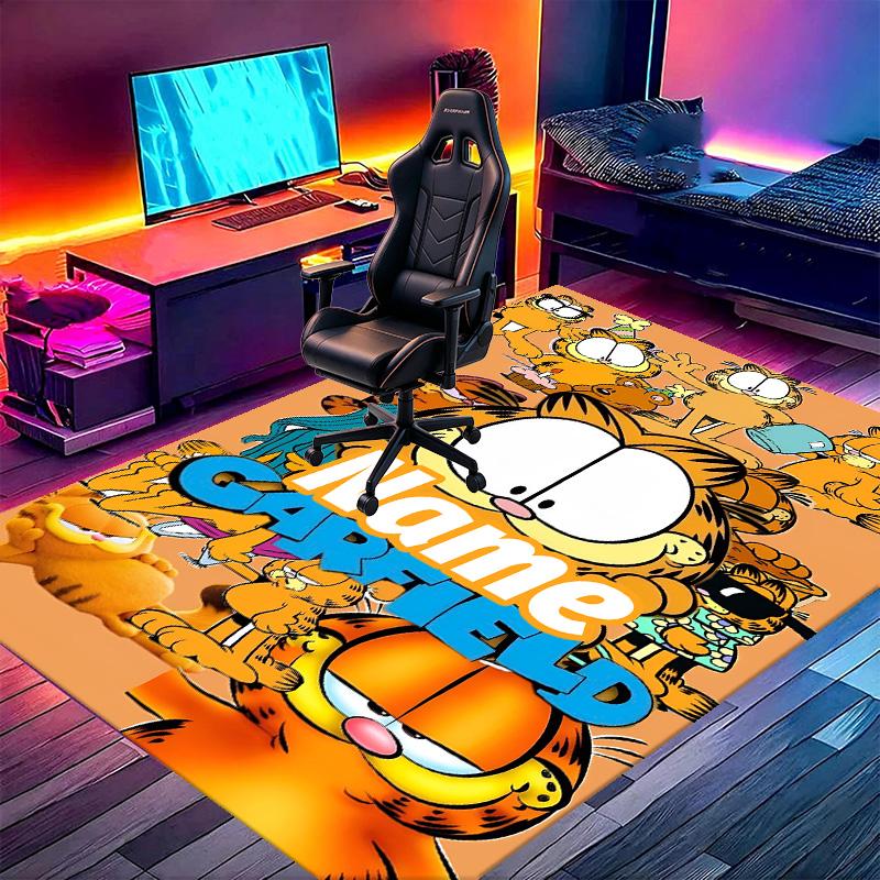 Custom Name Personalized Garfield Print Carpet, Versatile Home Decor Rug, for Playroom, Apartment, Balcony, Entryway, Hallway Gift