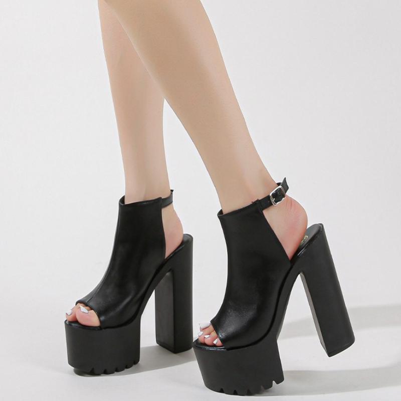 Fashion 14 Cm Super High Heel Platform Sandals Women Sexy Open Toe Ankle Strap Buckle Slide Sandals 43 Large Size Party Stripper Shoes