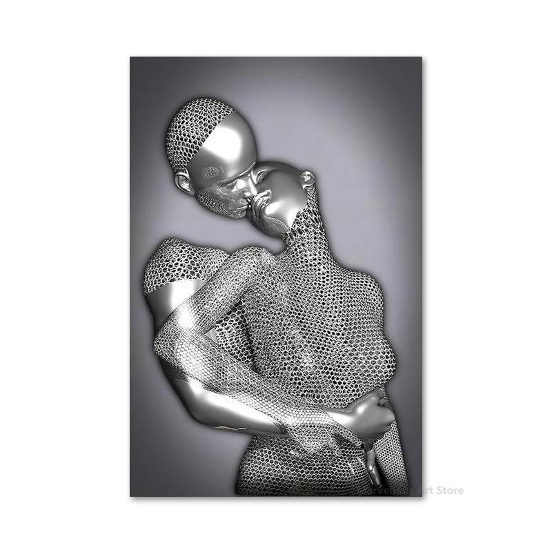 

Современный металлический персонаж настенное искусство скандинавские романтические постеры и принты для пар холст картины для офиса гостиной украшения дома 40x50cm No Framed