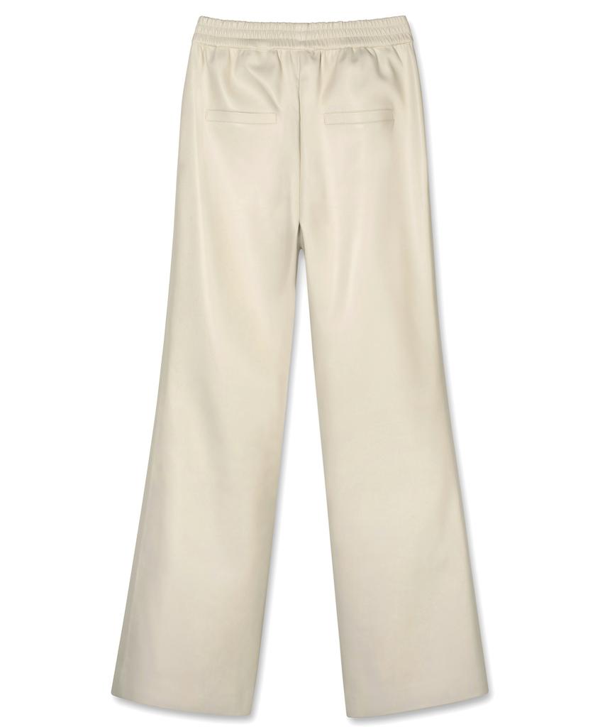Bikwaieos Faux Leather Banding Flare Pants_Cream