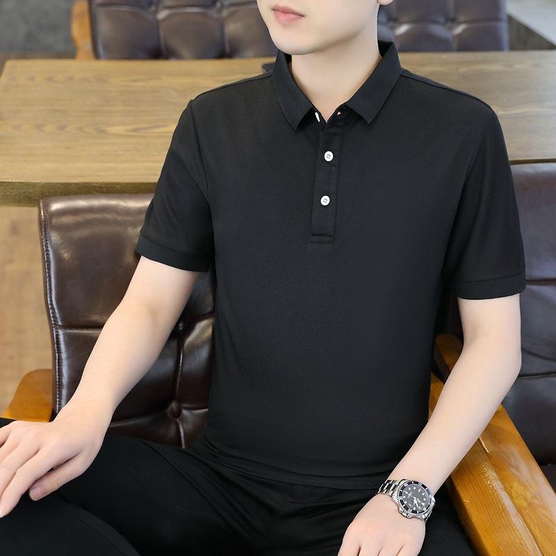 Ice Silk Short Sleeve Men'S T-Shirt Polo Shirt New Casual Shirt Men'S Group Lapel T-Shirt Workwear