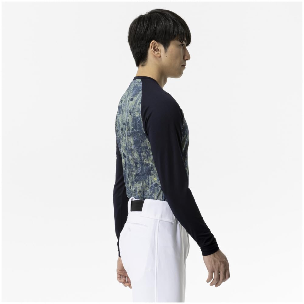 Mizuno Practice Graphic Undershirt Long Size Navy Undershirt, Fleece-Lined (Low Neck, Sleeve), M,