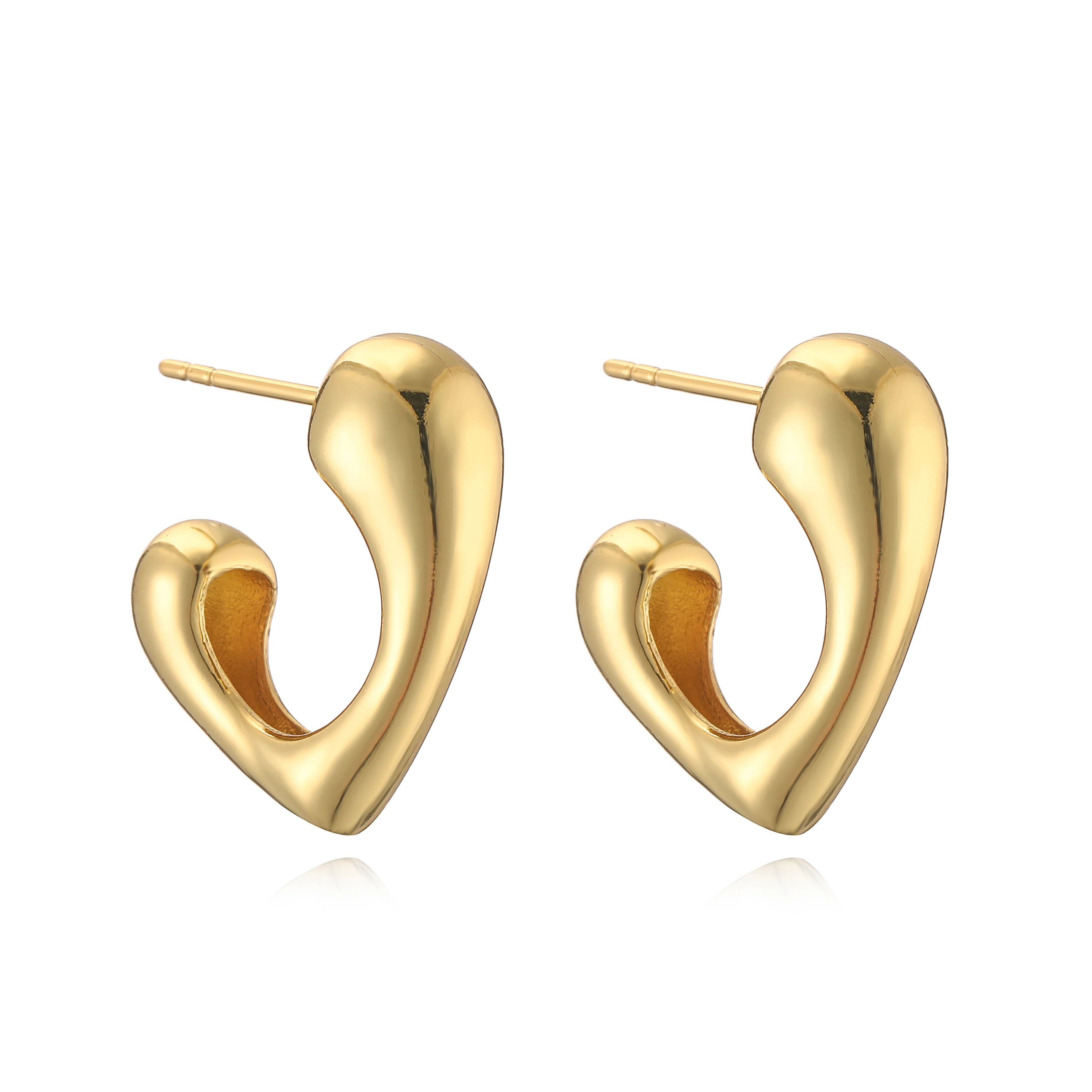 HECHENG, Irregular Punk Style Hoop Earrings for Women Minimalist Geometric Polished Ear Cuff