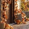 Artificial Maple Leaf Garland for Fall Thanksgiving Decor - Faux Wreath for Front Door Hanging