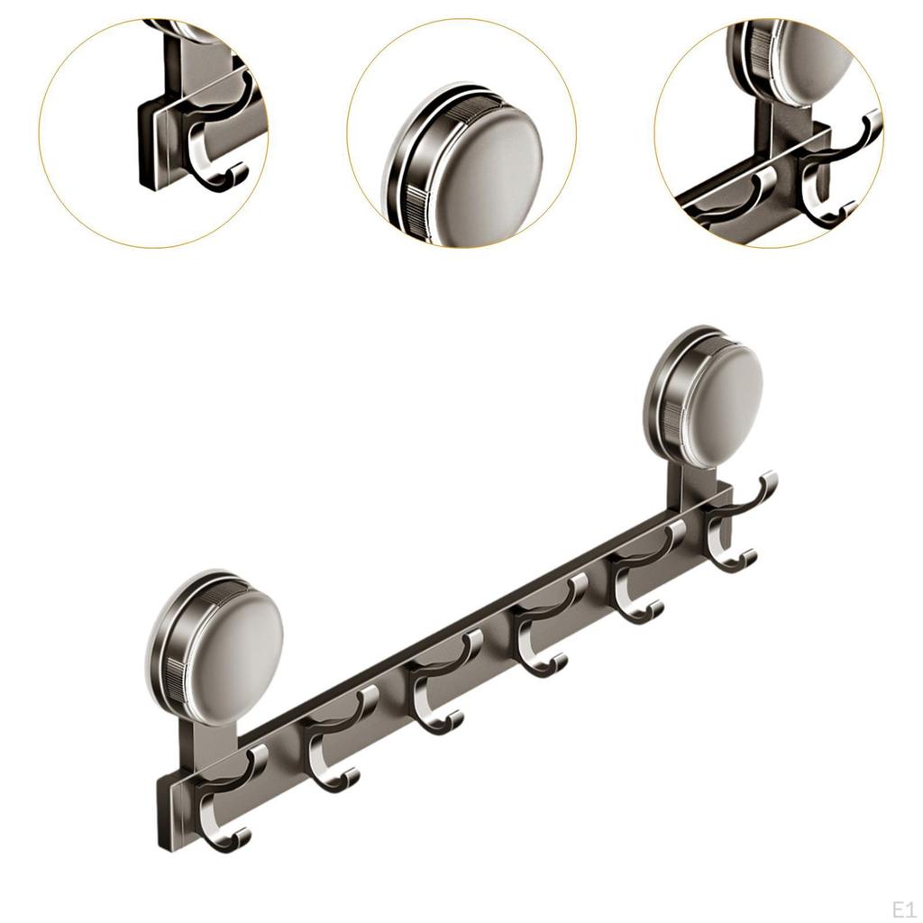 Door Coat Rack Hook Scratch Resistance Aluminum Alloy 6 Hooks Towel for Home