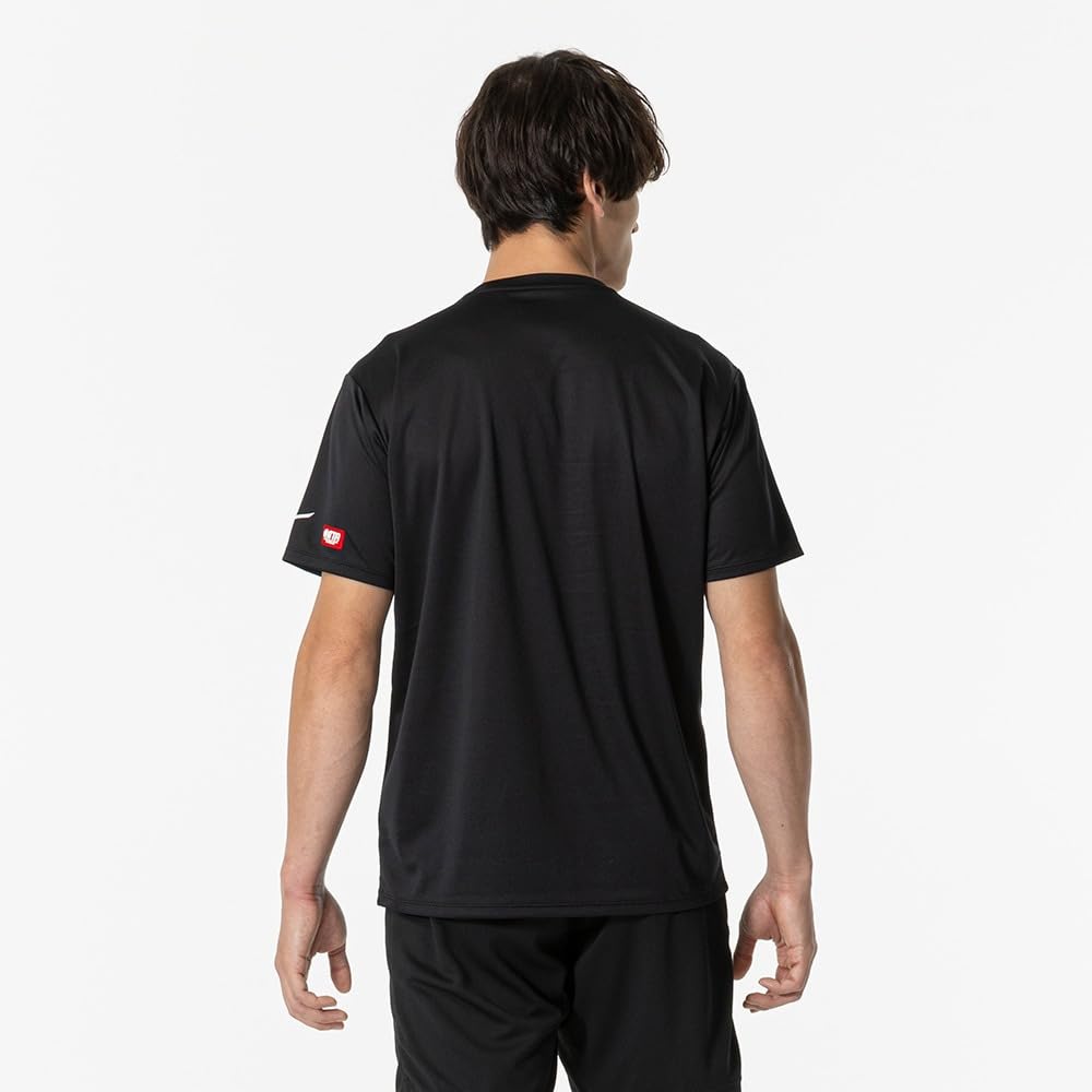 Mizuno Table Tennis Game Short JTTA M Shirt, Sleeve, U-Neck, Unisex, Moisture-Wicking, Quick-Drying, Certified, 82JAA110, Black/White,
