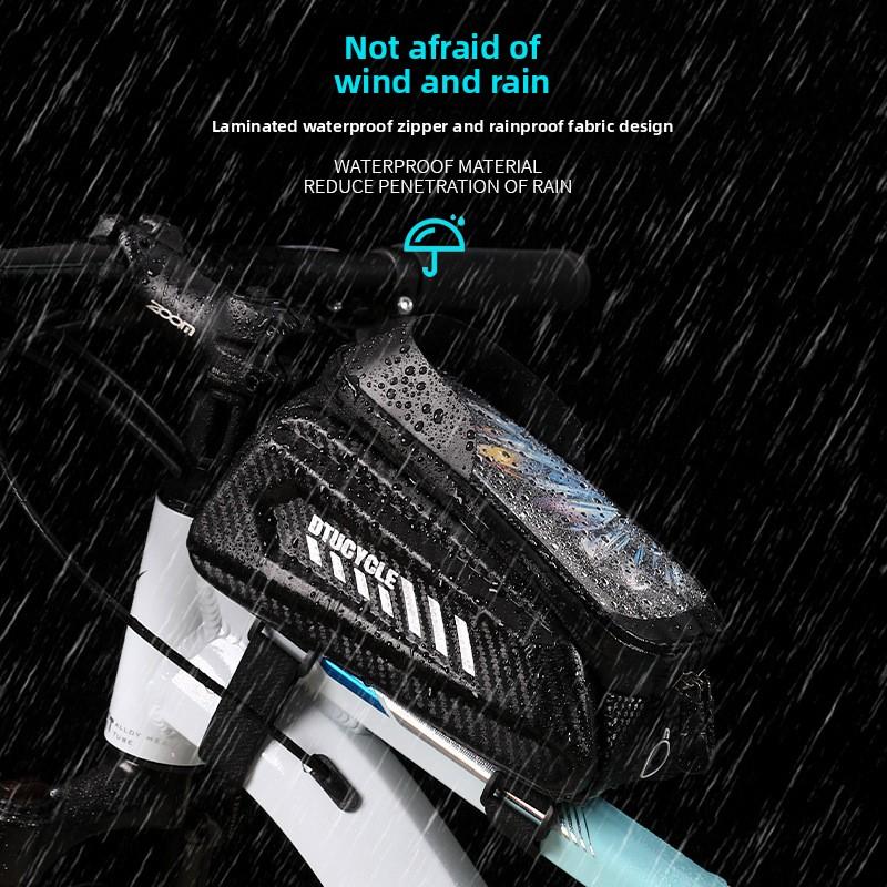 New Bicycle Bag, Bicycle Front Beam Bag, Hard Case Waterproof Mobile Phone Touch Screen Saddle Bag